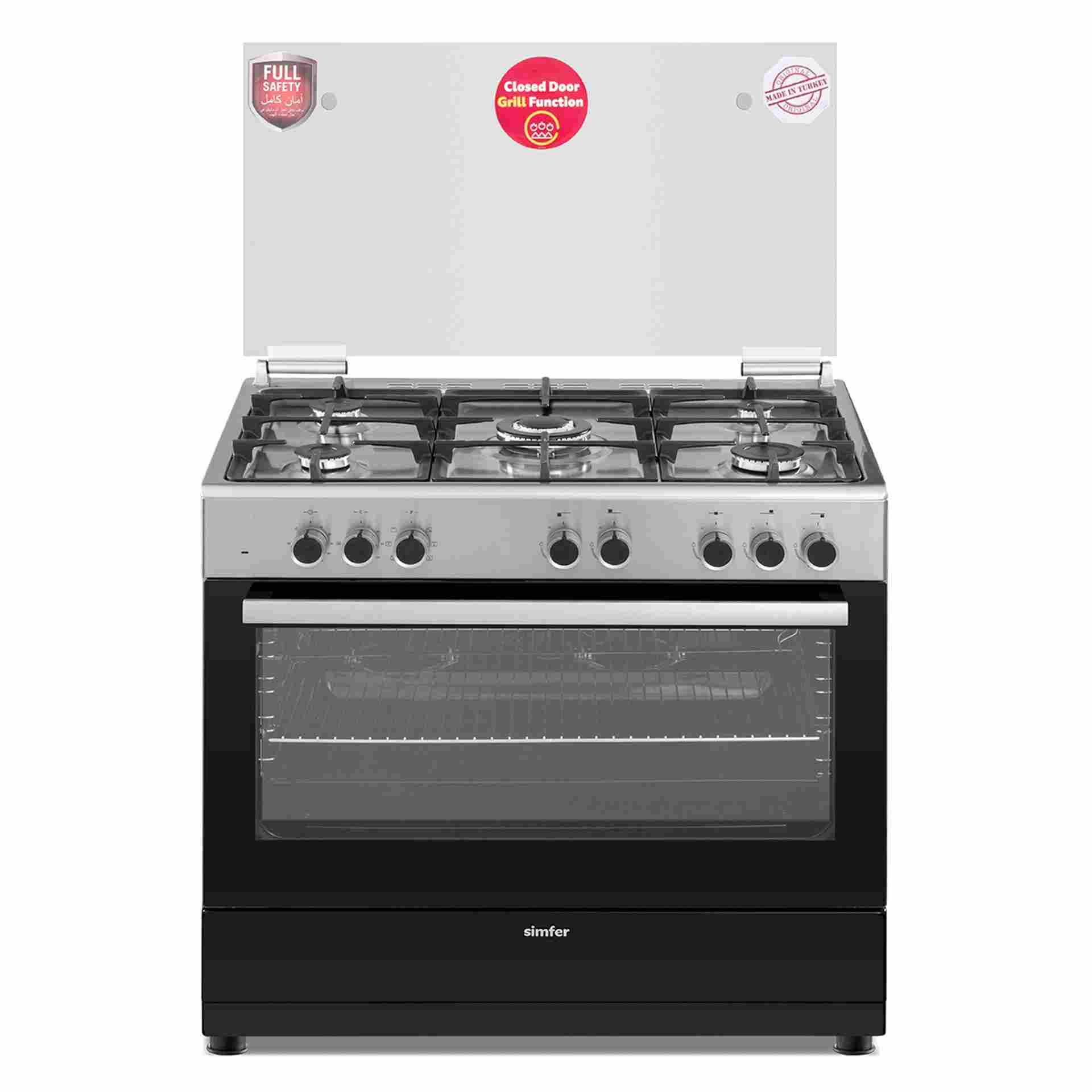 Simfer 9060SE 90x60 Cooker | 5 Gas Burners | Electric Fan Oven | Full Safety | Cast Iron
