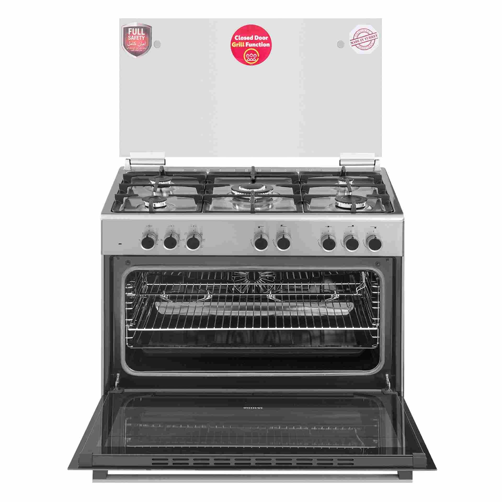 Simfer 9060SE 90x60 Cooker | 5 Gas Burners | Electric Fan Oven | Full Safety | Cast Iron