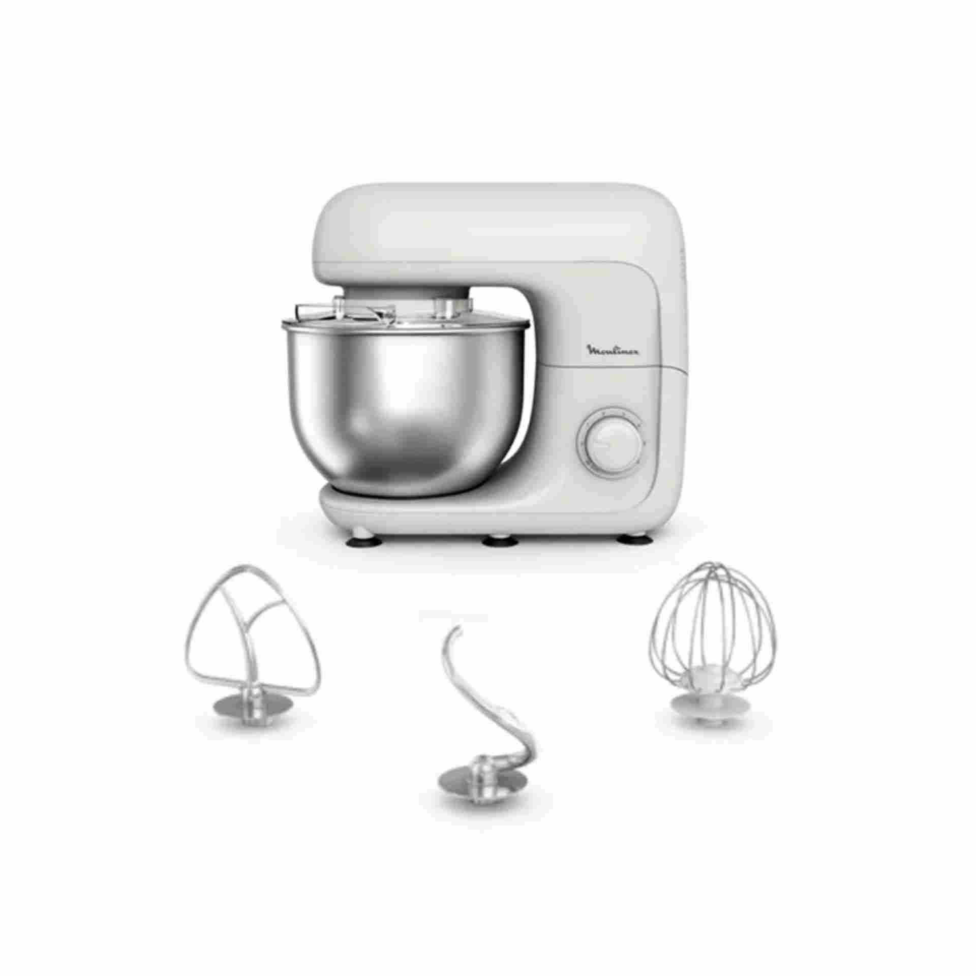 Moulinex Bake Essential Kitchen Machine QA160127 | 800W | 4.8L Bowl | 6 Speeds + Pulse | 3 Pastry Attachments