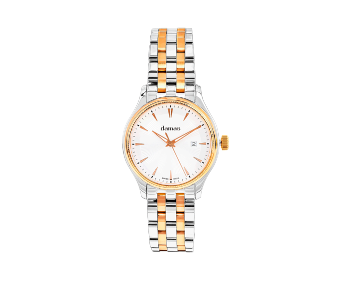 Damas Gents Quartz Watch DCL-Q42-WT-SR-541 | 42mm | Swiss Quartz | Bicolor Steel Bracelet