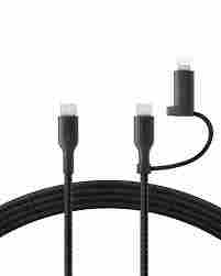 Belkin BOOSTCHARGE 2-in-1 USB-C to USB-C Braided Cable with Lightning Black (BL-CBL-2IN1-USBC-LTG-BLK / CAC003hq1.5MBK)