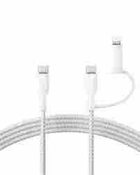 Belkin BOOSTCHARGE 2-in-1 USB-C to USB-C Braided Cable with Lightning White (BL-CBL-2IN1-USBC-LTG-WHT / CAC003hq1.5MWH)
