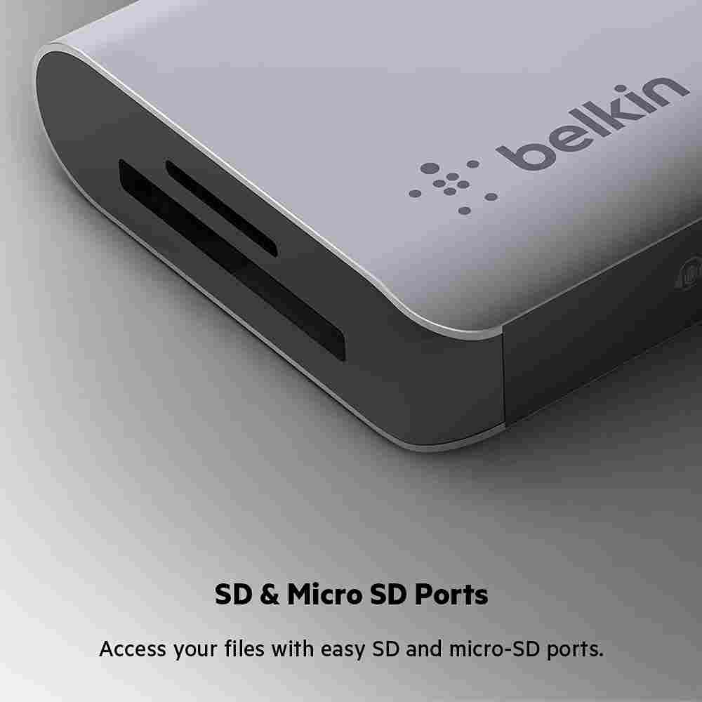 Belkin USB-C Multiport Adapter 7-in-1 with HDMI 4K, 100W PD, USB-A, SD/Micro SD, and 3.5mm Audio (BL-USBC-7P-MM-ADP / AVC009btSGY)