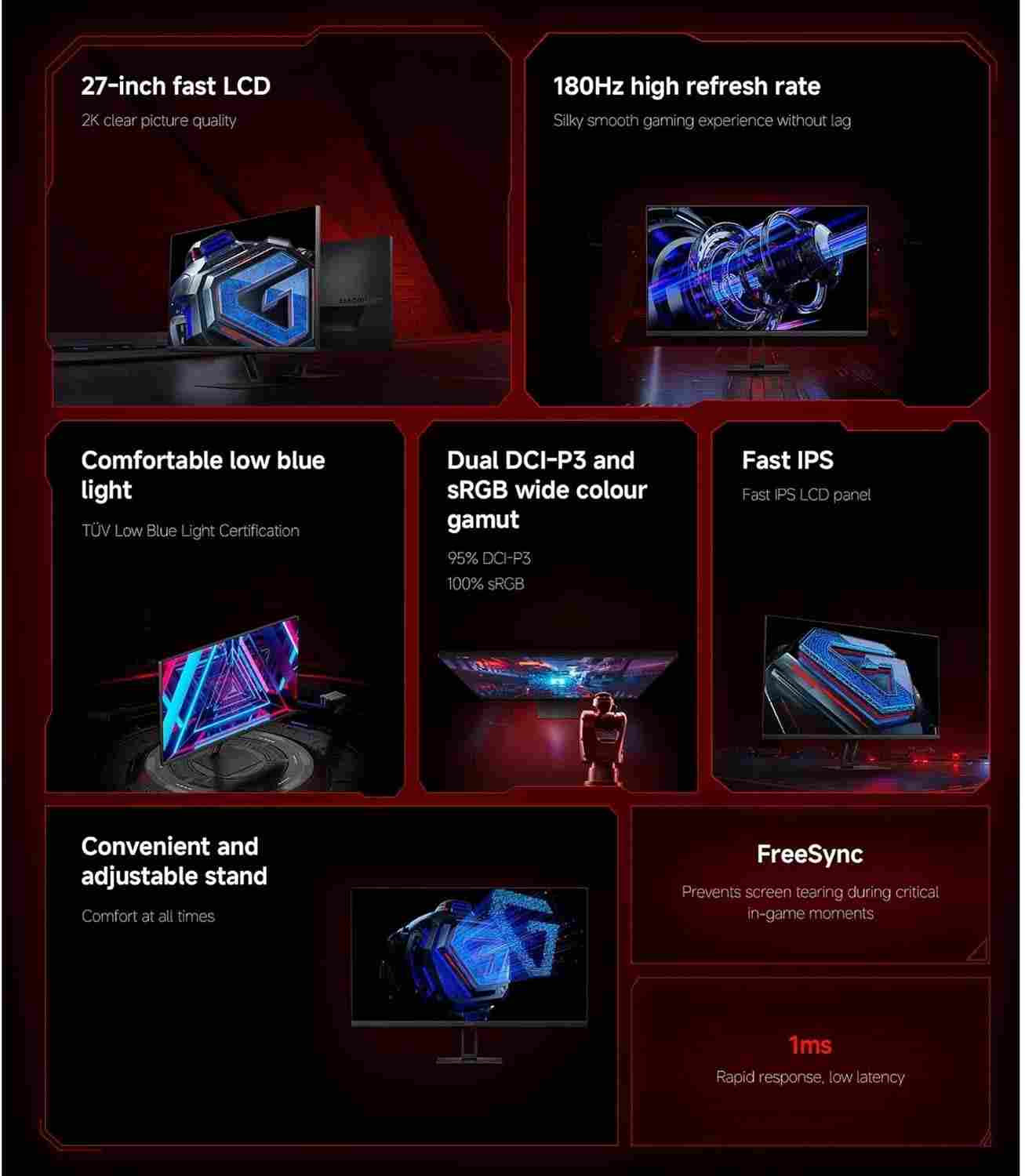 Mi 2K Gaming Monitor G27Qi UK – 27" 2K QHD 165Hz Fast IPS Gaming Display