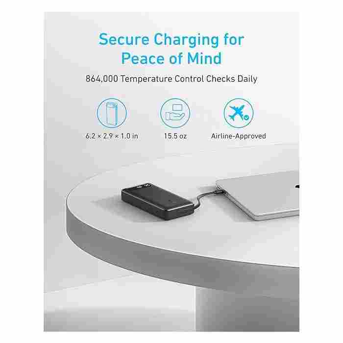 Anker 65W Two-Way Power Bank with Built-In Cable