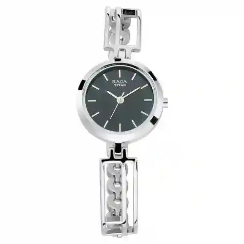 Titan Raga Viva Black Dial Analog Metal Strap Watch for Women