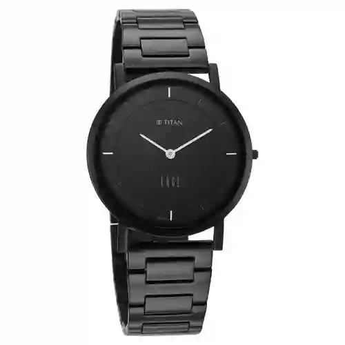 Titan Quartz Analog Black Dial Stainless Steel Strap Watch for Men | Classic Everyday Timepiece