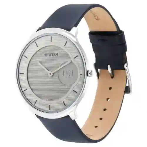 Titan Edge Baseline Grey Dial Analog Leather Strap Watch for Men | Ultra-Slim Luxury Watch