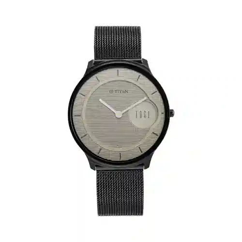Titan Edge Baseline Beige Analog Stainless Steel Strap Watch for Men | Ultra-Slim Premium Watch