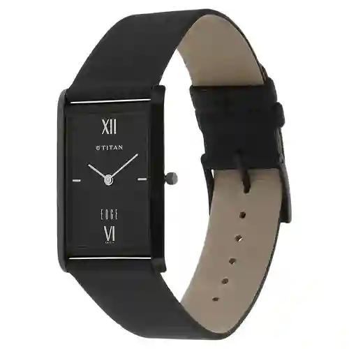 Titan Quartz Analog Black Dial Leather Strap Watch for Men | Titan Qatar