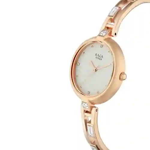 Titan Raga I Am White Dial Women Watch With Metal Strap | Elegant Designer Watch