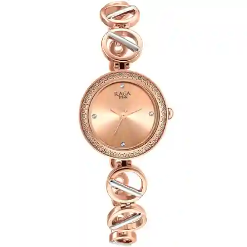 Titan Raga Viva Rose Gold Dial Women Watch With Metal Strap | Elegant Women’s Timepiece