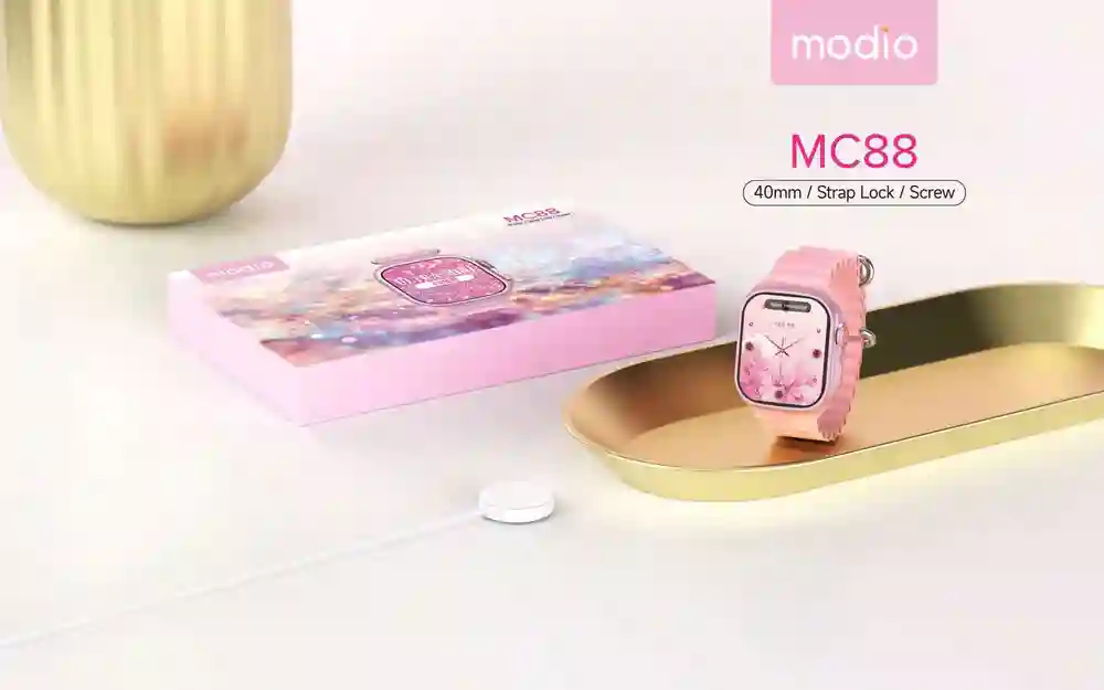 Modio MC88 Ultra Mini Smart Watch | 36 mm Wireless Charging & Bluetooth Calling | Qatar