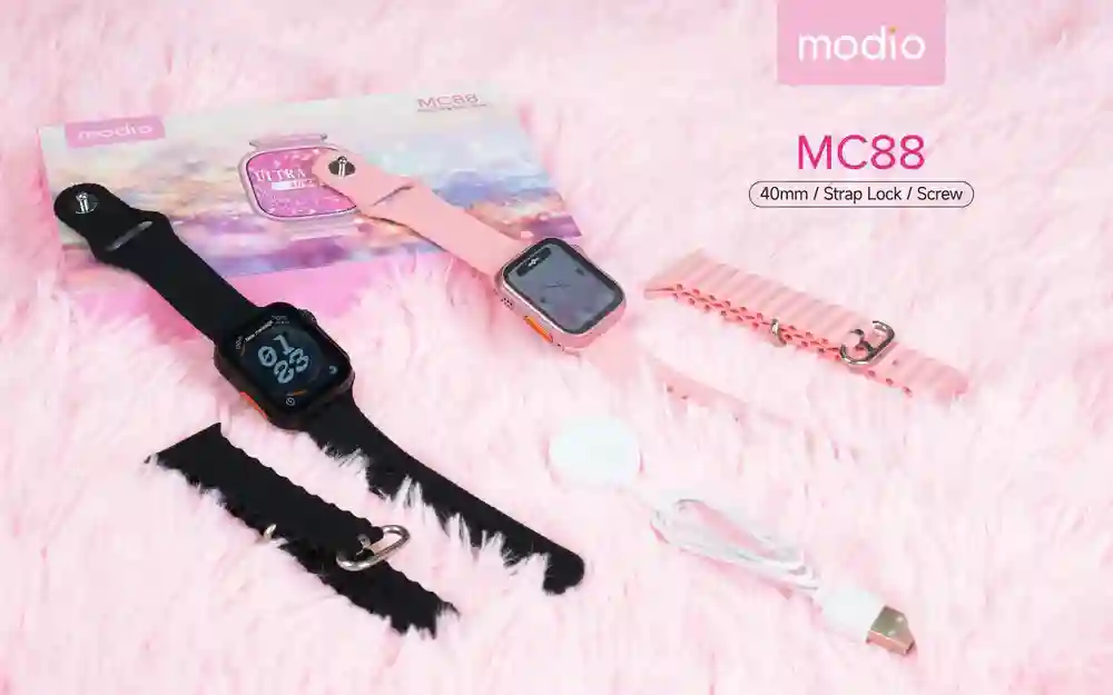 Modio MC88 Ultra Mini Smart Watch | 36 mm Wireless Charging & Bluetooth Calling