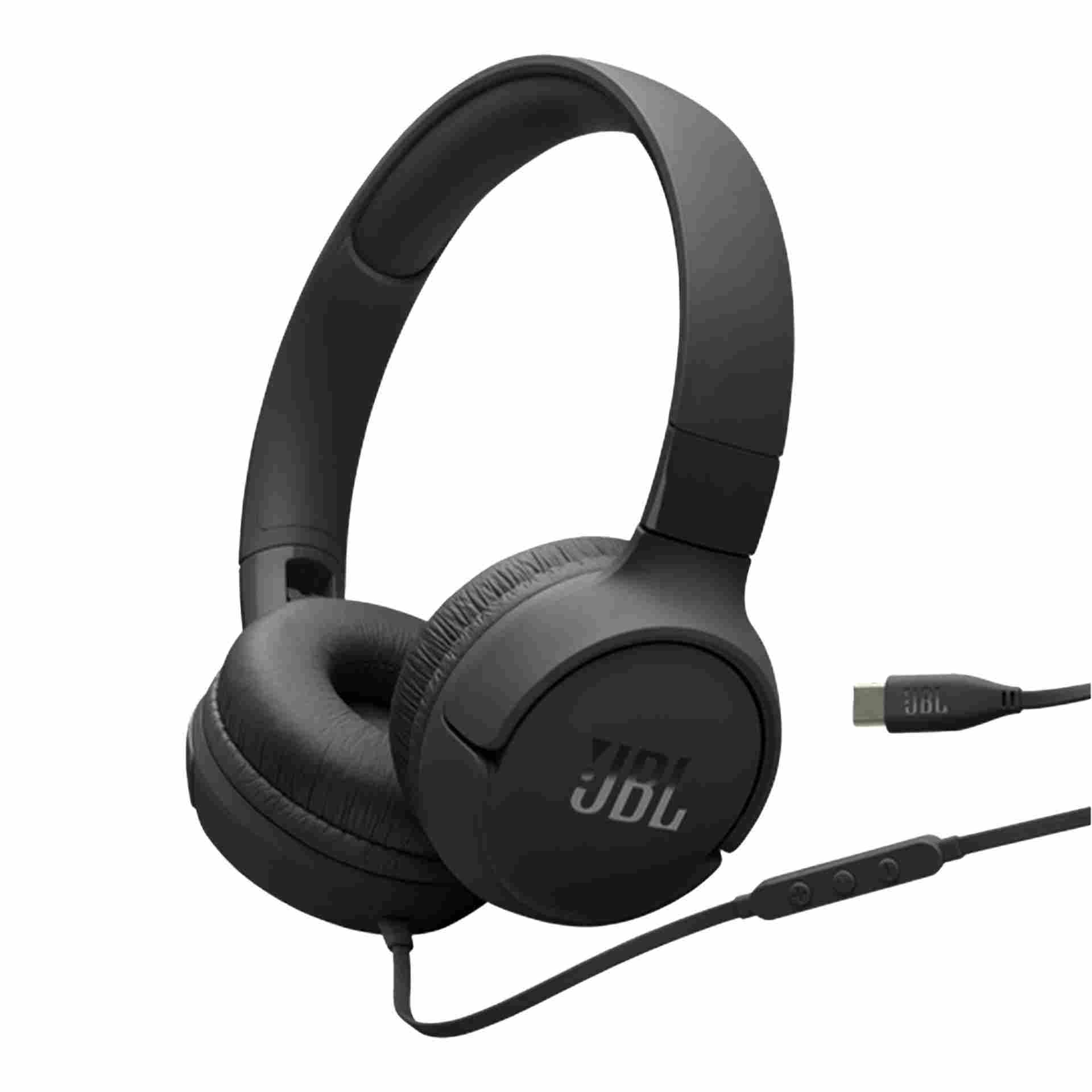 JBL T520C USB-C Black Hi-Res Wired On-Ear Headphones with Mic | Qatar