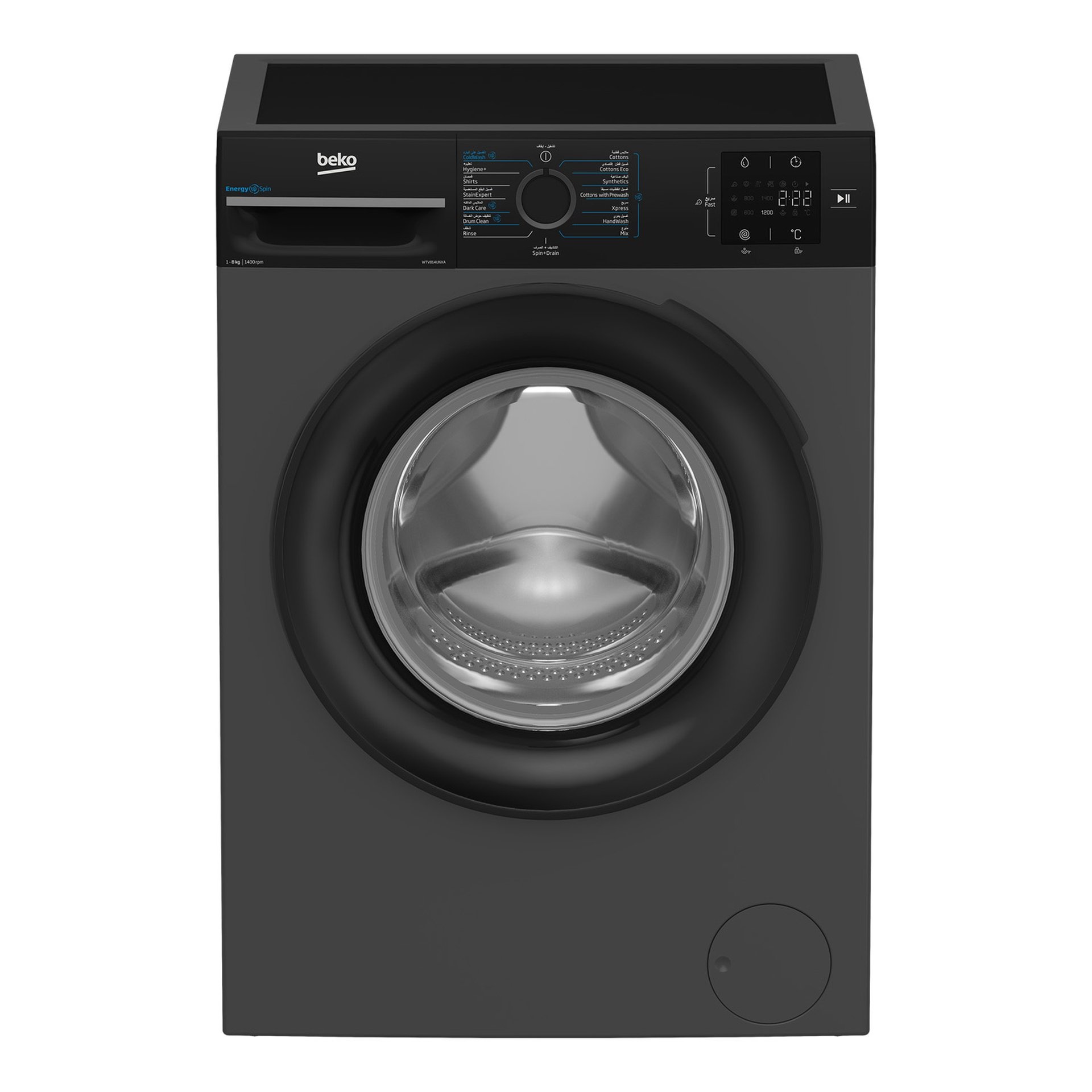 Beko Front Load Washing Machine WTV814UNXA 8 kg 1400 RPM Anthracite