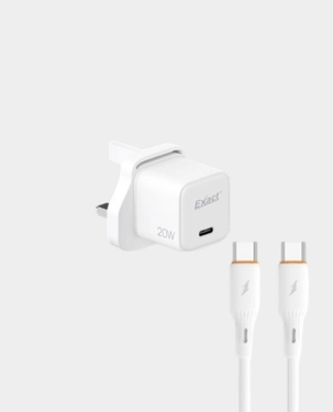 Exact PD Adapter Fast Charging 20W GaN Technology USB-C to USB-C Cable EX1211 White