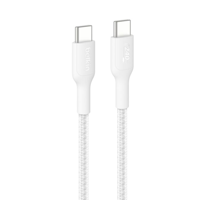 Belkin BoostCharge USB-C to USB-C Braided Cable 240W PD 1M White