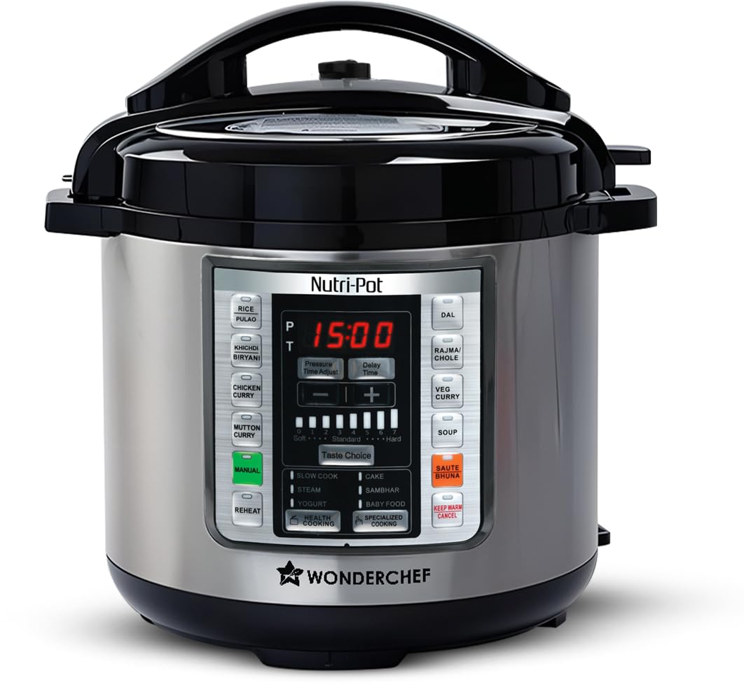 WONDERCHEF NutriPot 18 Preset Electric Pressure Cooker 6L Silver Black 63152847
