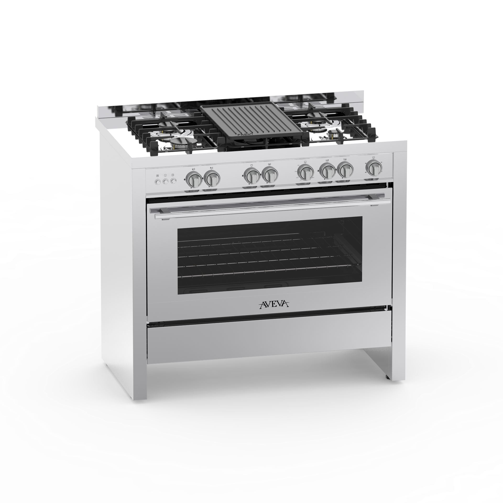 AVEVA AV-1GRC 100×60 Gas Cooker 5 Burners Silver