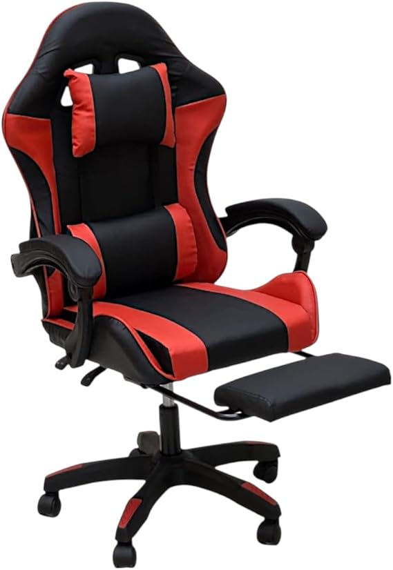 SBF Gaming Chair with Footrest High Back PU Leather Red Black