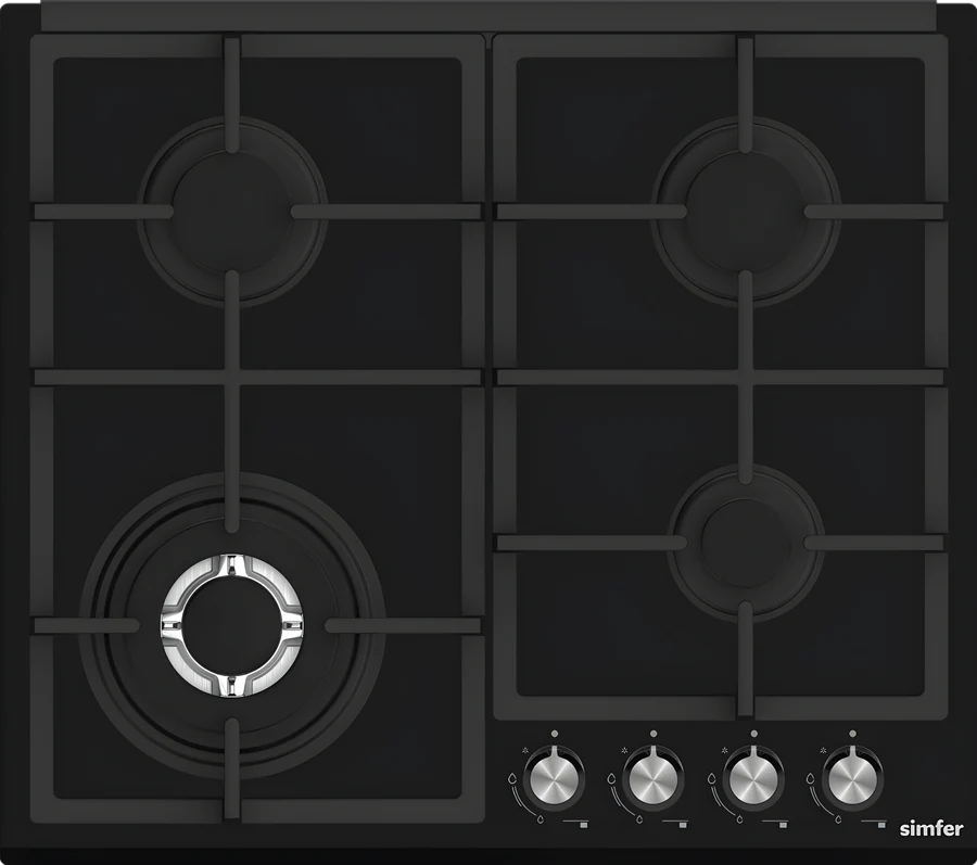 Simfer 60cm Built In Gas Hob 4 Burner with Wok Trend Series SMFBHGTR60