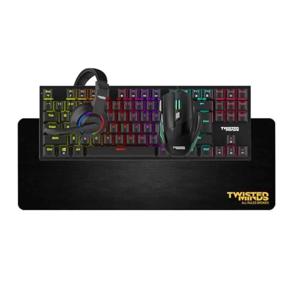 Twisted Minds 4 in 1 Gaming Bundle Keyboard Mouse Headset Mousepad