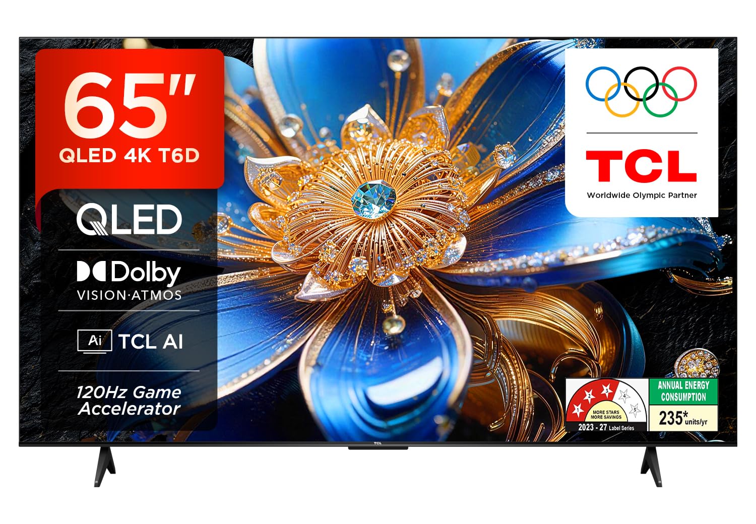 TCL 65 Inch 4K QLED Google TV HDR10+ 65T6D