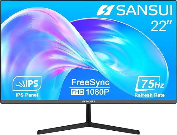 SANSUI Computer Monitor 22 Inch IPS FHD 1080P 75Hz ES-22X3