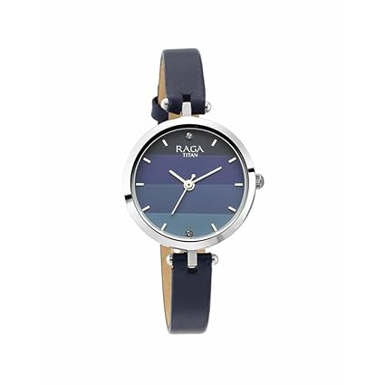 Titan Raga Viva Blue Dial Analog Leather Strap Watch for Women