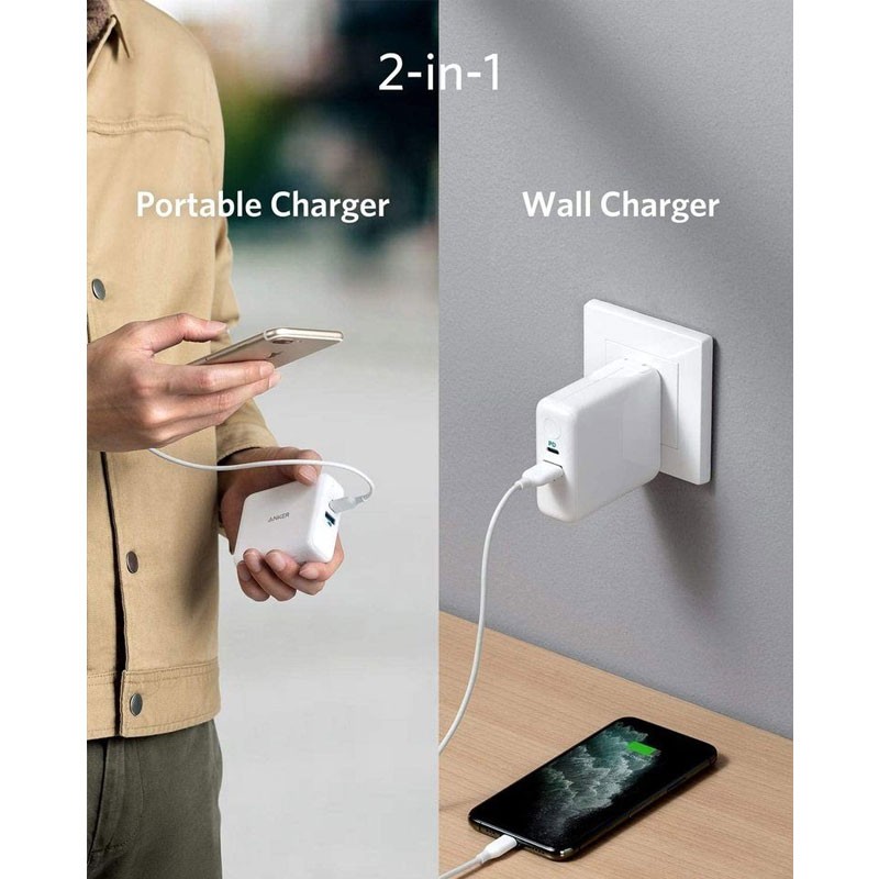Anker PowerCore III Fusion 5000mAh Wall Charger – White