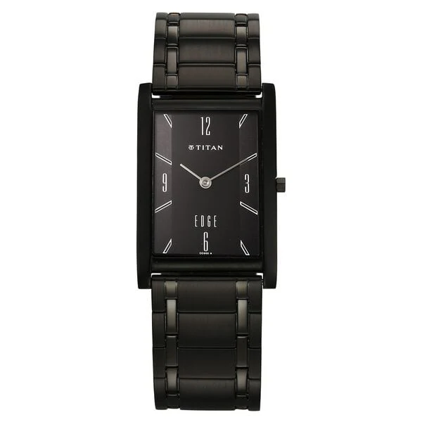 Titan Edge Black Dial Analog Stainless Steel Strap Watch for Men – Ultra-Slim & Sophisticated Design
