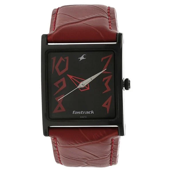 Titan Black Dial Leather Strap Watch 9735NL01