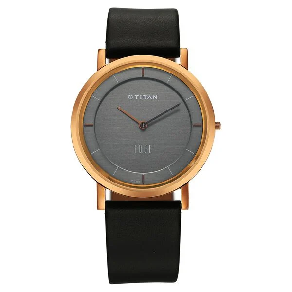 Titan Quartz Analog Anthracite Dial Leather Strap Watch for Men NM1595WL09