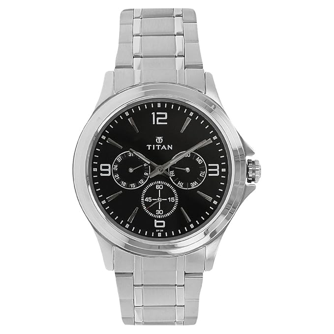 Titan Black Dial Metal Strap Watch 1698SM01