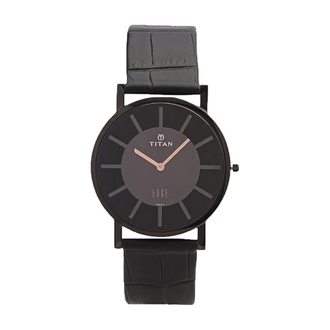 Titan Black Dial Leather Strap Watch 1595NL01