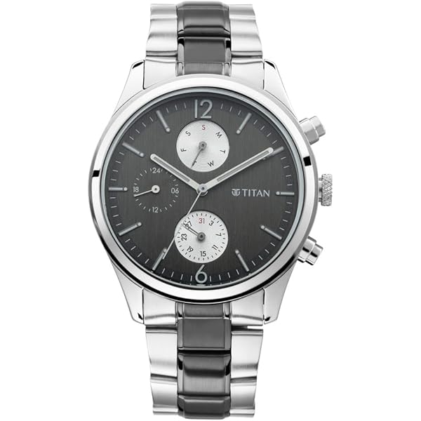 Titan Workwear Anthracite Dial Multi Metal Strap Watch for Men | Stylish Office Wear Watch