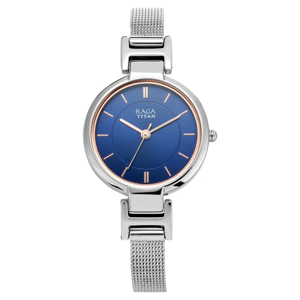 Titan Raga Viva Blue Dial Women Watch With Metal Strap NP2608SM02