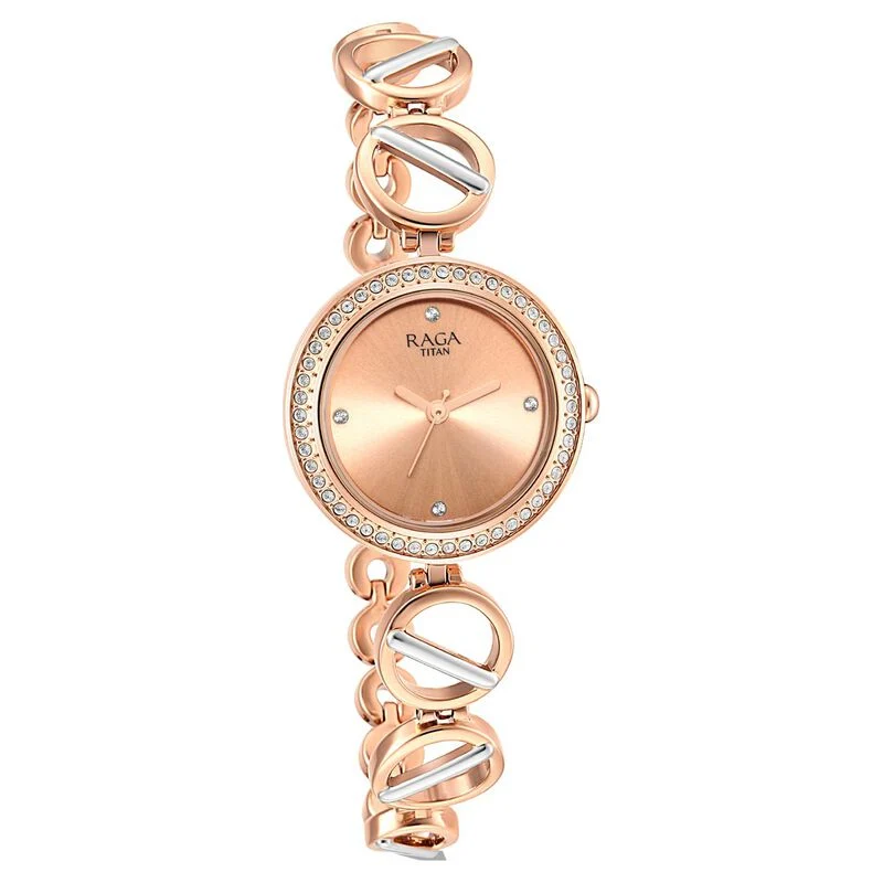 Titan Raga Viva Rose Gold Dial Women Watch With Metal Strap | Elegant Women’s Timepiece