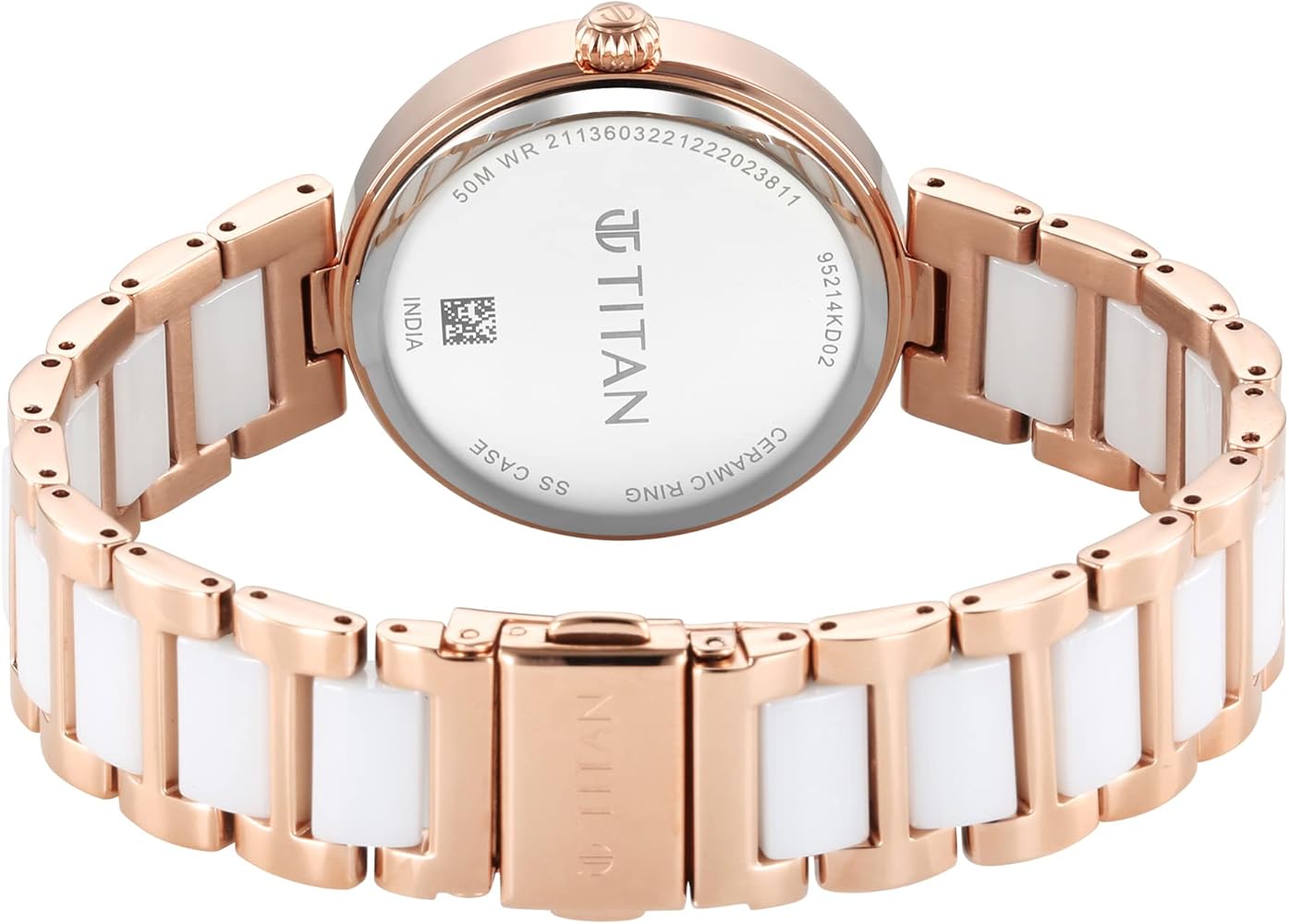 Titan Quartz Analog White Dial Ceramic Strap Watch for Women