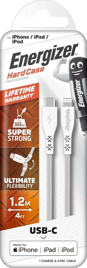 Energizer C411LKWH Lightning/USB-C Cable 1.2m White