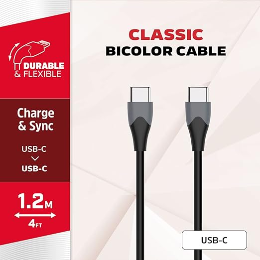 Energizer C611CGBK USB-C/2.0 Bicolor Cable 1.2m Black