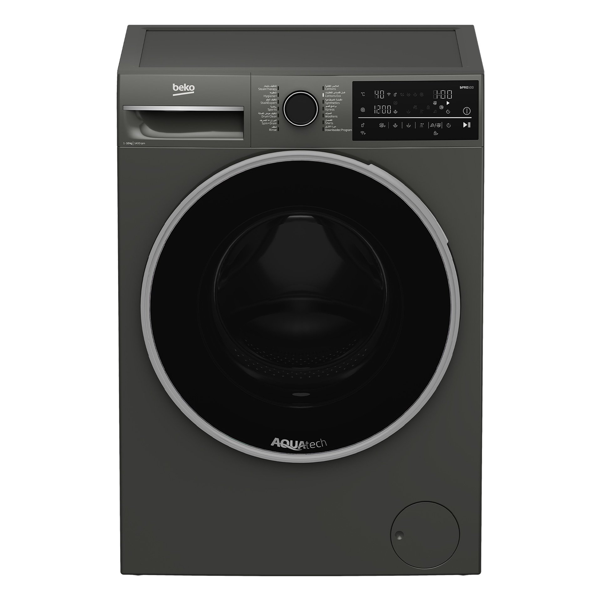 Beko WTE1014XM 10Kg Freestanding Washing Machine – Metallic Finish