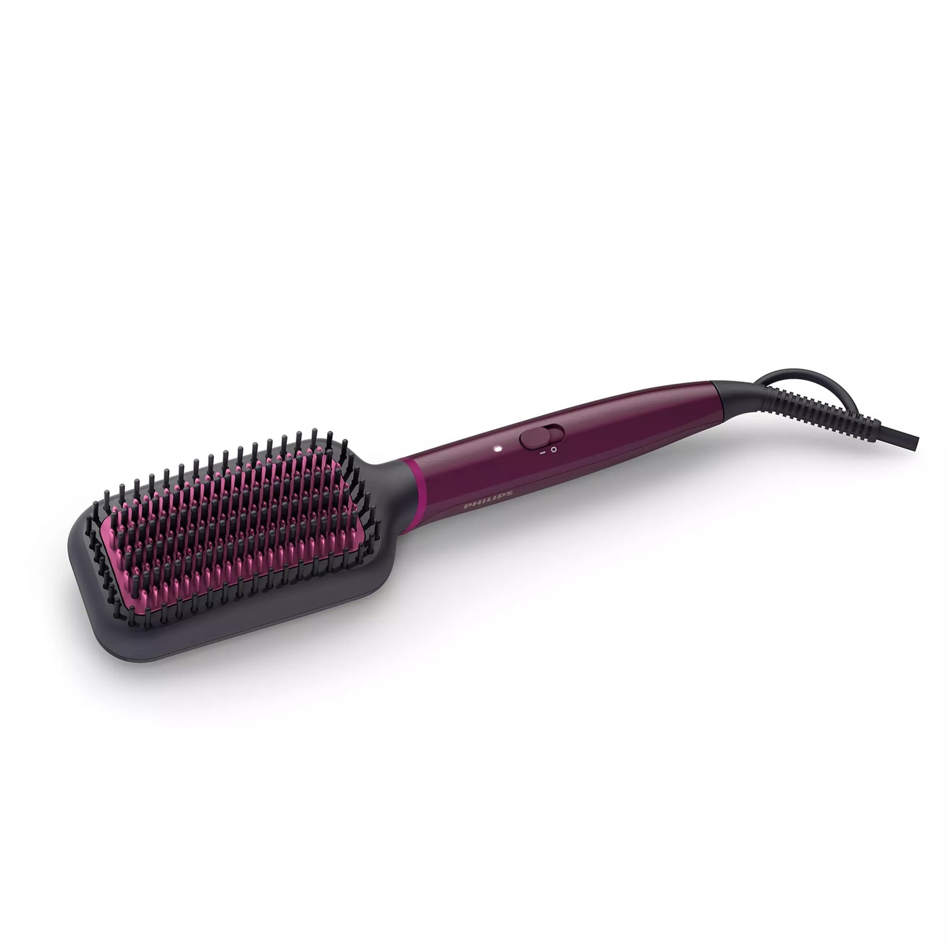 Philips Heated Straightening Brush BHH730/03 – Hair Straightener Brush with ThermoProtect