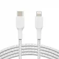 Belkin BoostCharge Lightning to USB-C Braided Cable 2M White (BL-CBL-BRD-USBC-LTG-WHT-2M / CAA004bt2MWH)