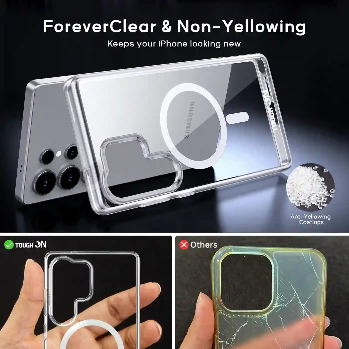 MagSafe Clear Case for Samsung S25 Ultra – Transparent Shockproof Magnetic Back Cover