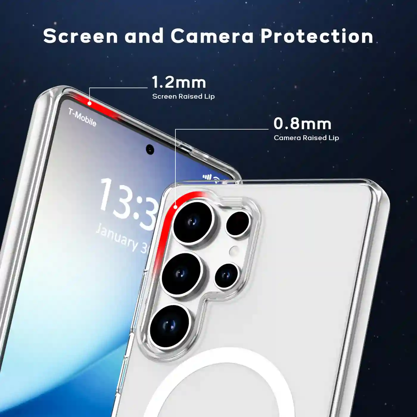 MagSafe Clear Case for Samsung S25 Ultra – Transparent Shockproof Magnetic Back Cover