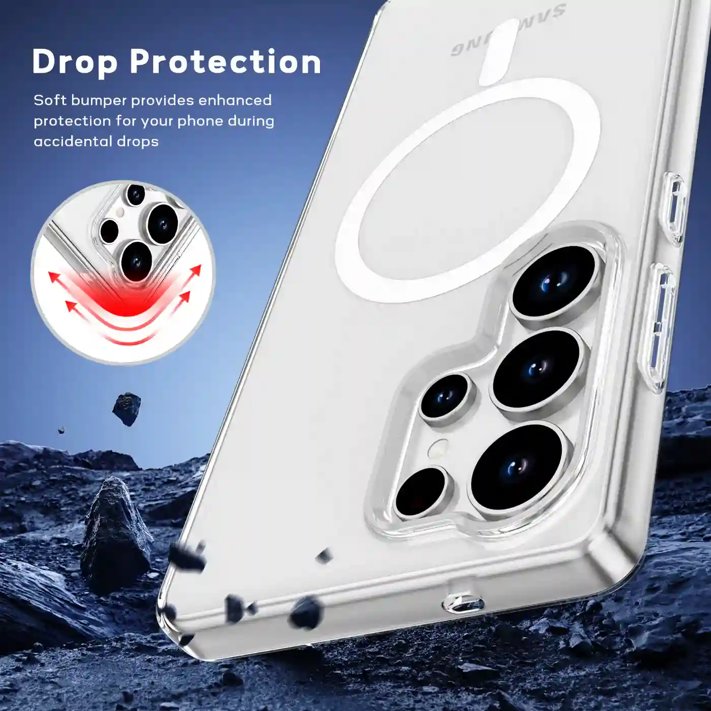 MagSafe Clear Case for Samsung S25 Ultra – Transparent Shockproof Magnetic Back Cover