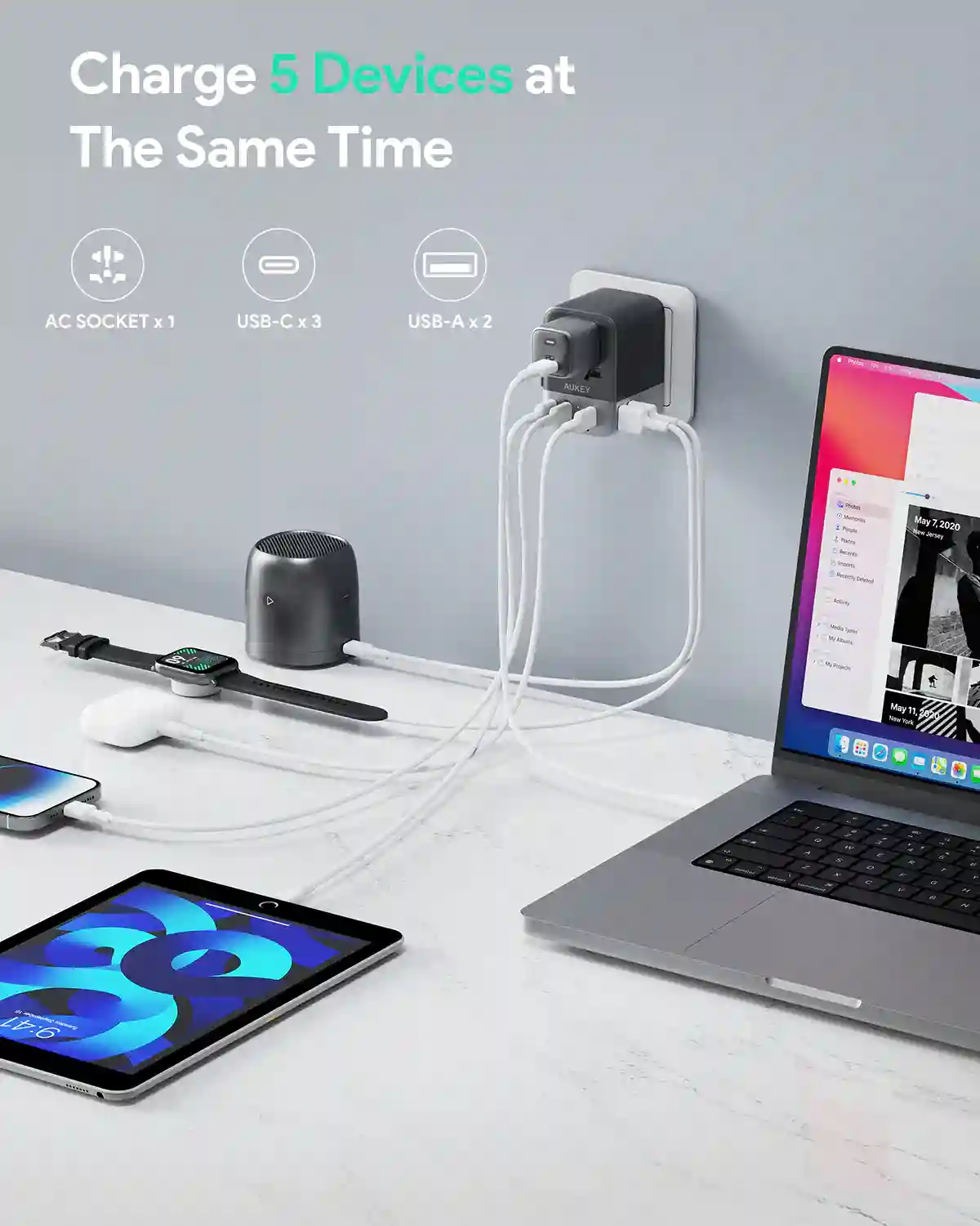 Aukey Travel Mate 35W Adapter with USB Port | Aukey Qatar