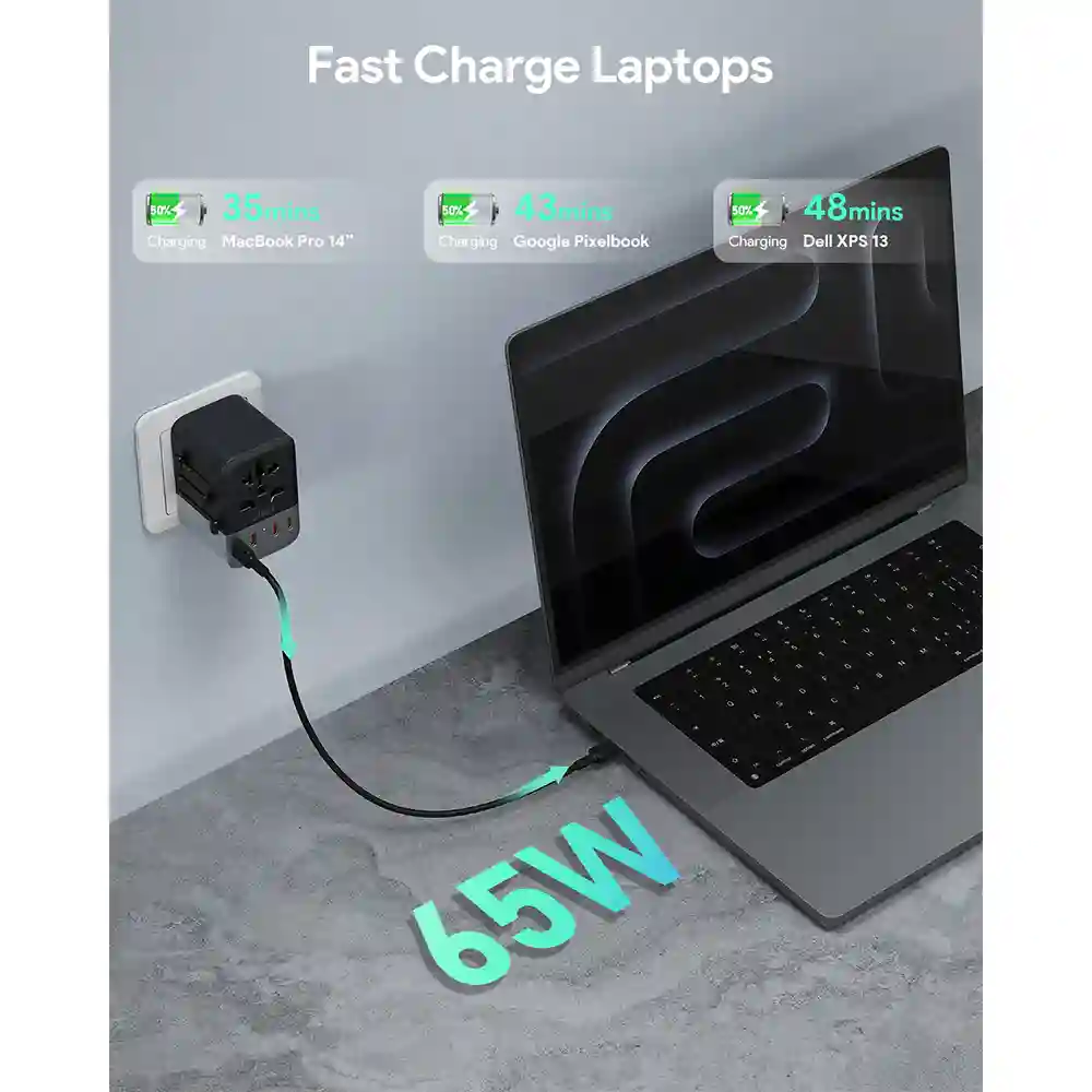 Aukey Travel Mate 65W Adapter with USB Port | Aukey Qatar